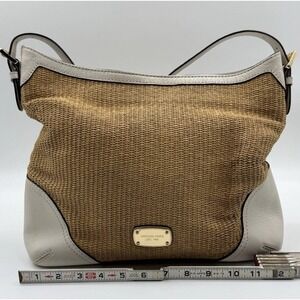 Michael Kors‎ Millbrook Wicker Straw Hobo Shoulder Bag Beige Approx 12"x9"
